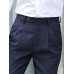 Men Solid Color Formal Side Button Pockets Ankle Length Business Pants