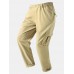 Men Solid Color Utility Pocket Street Elastic Waist Casual Cargo Pants
