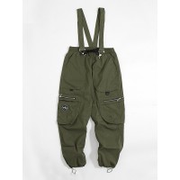 Men Multi Pockets Solid Color Belted Utility Zip String Casual Cargo Pants Overalls