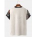 Mens Ethnic Tribal Pattern Letter Embroidered Knit Short Sleeve T  Shirts