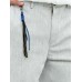 Men Plain Color Zip Button Mid Length Casual Pants with Side Pocket