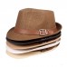 Men Straw Casual Vintage All  match Breathable Sunshade Top Hats Flat Hats