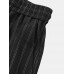Men Striped Print Business Stick Wide Legged Back Pockets Suit Pants