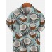 Men's Hawaiian Coconut Print Short Sleeve Shirt
