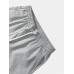 Men Solid Color Drawstring Soft Stick Elastic Waist Knee Length Casual Pants