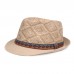 Men Straw Casual Vintage Ethnic Pattern All  match Sunshade Top Hats Flat Hats