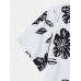 Mens Monochrome Floral Print Button Up Short Sleeve Shirts