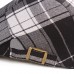 Men Cotton Plaid Pattern Sunshade Short Brim Casual Vintage Forward Hats Beret Flat Caps