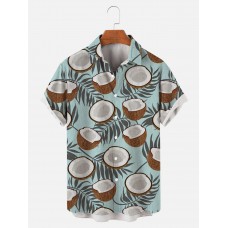 Men's Hawaiian Coconut Print Short Sleeve Shirt