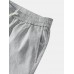 Men Solid Color Drawstring Soft Stick Elastic Waist Knee Length Casual Pants